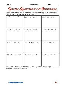 unit 8 quadratic equations homework 5 solving quadratics by factoring