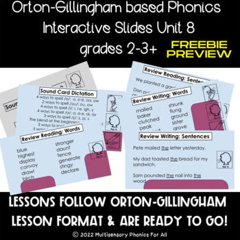 Preview of Unit 8: Structured Phonics Multisensory Interactive Slides FREEBIE PREVIEW