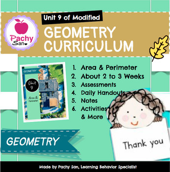 Preview of Unit 9 Area and Perimeter (Modified Geometry Curriculum) PDF & Links