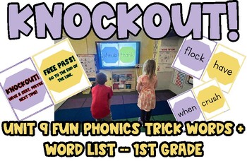 Preview of Unit 9 Fun Phonics Trick Words + Word List KNOCKOUT--1st Grade