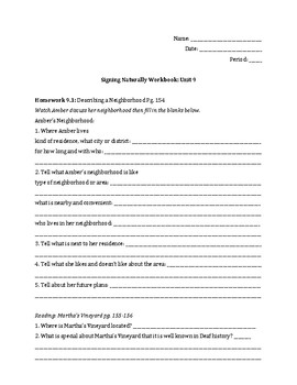 Preview of Signing Naturally Unit 9 Workbook Packet