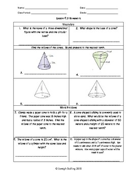 Unit 9 - Measurement of Three-Dimensional Figures-Worksheets-8th Grade ...