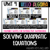 Unit 9 Solving Quadratic Equations Foldable Notes for Inte