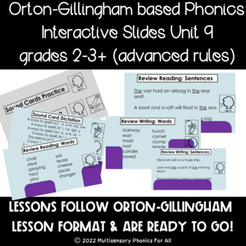 Preview of Unit 9: Structured Phonics Interactive Slides Grades 2-3+ (advanced rules) OG