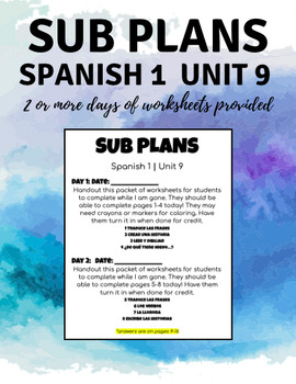 Preview of Unit 9 Sub Plans|Spanish 1|El cucuy|Tiene Miedo|Mira hacia|Comprehensible input