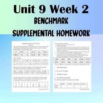 Preview of Unit 9 Week 2 Benchmark Supplemental Homework for Kindergarten