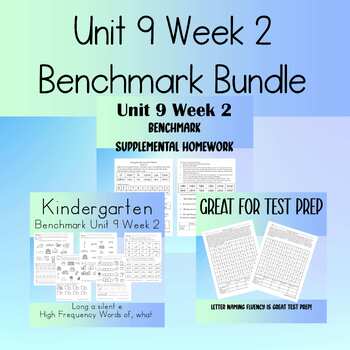 Preview of Unit 9 Week 2 Supplemental Benchmark Kindergarten Homework and Phonics Bundle