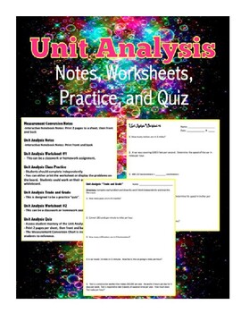 Preview of Unit Analysis Unit: Notes, Worksheets, Practice and Quiz