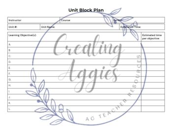 Preview of Unit Block Plan Template