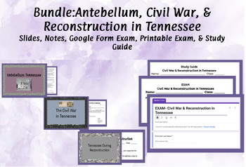 Preview of Unit Bundle: Civil War in Tennessee-Slides, Notes, Foldable, Study Guide, Exam