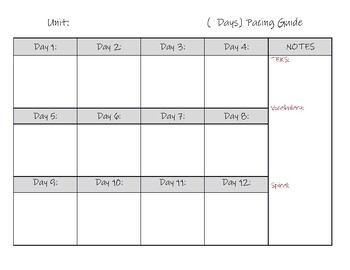 Preview of Unit Calendar Pacing Guide Template