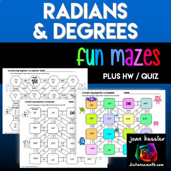 Preview of Unit Circle Converting Degrees and Radians Mazes