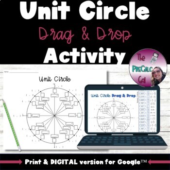 Preview of Unit Circle Fill In Activity - Digital & Paper Versions