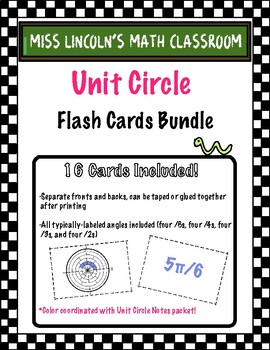 Preview of Unit Circle Flash Cards