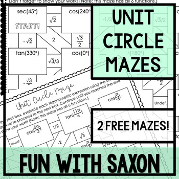 Preview of Unit Circle Mazes (2 Free Mazes!)