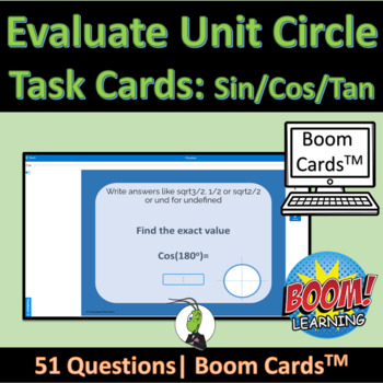 Preview of Unit Circle Practice with Trigonometric Functions | Boom Task Cards