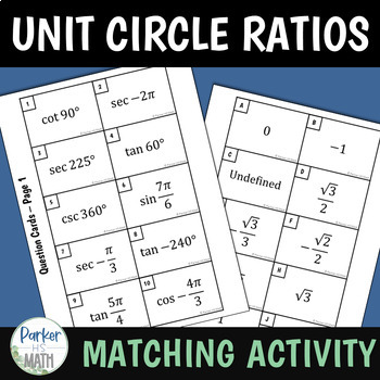 Preview of Unit Circle Ratios MATCHING ACTIVITY