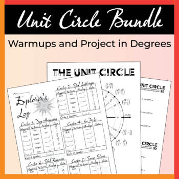 Preview of Unit Circle Warmups and Project in Degrees Bundle