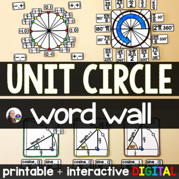Preview of Unit Circle Math Classroom Word Wall