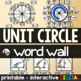 Unit Circle Word Wall - print and digital math vocabulary