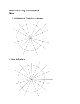 Preview of Unit Circle and Trig Func Ws