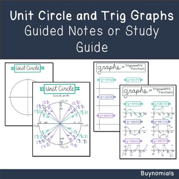 Preview of Unit Circle and Trigonometric Functions Graphs Guided Notes / Reference Sheet