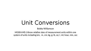 Preview of Unit Conversion Lesson PPT 4th grade
