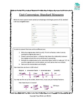 Preview of Unit Conversions -- Standard Measurements (M4P.E15)
