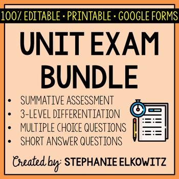 Preview of Science Unit Exam Bundle | Editable | Printable | Google Forms