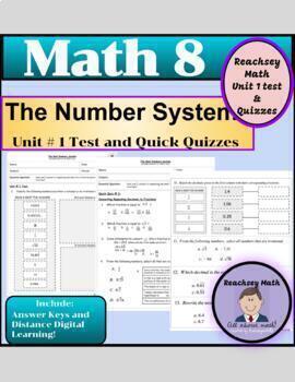 Preview of Unit Exam & Quizzes: Real Number System(Number Sense): Rational/Irrational