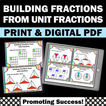 Preview of Adding Unit Fractions Sum Fraction SCOOT Math Work Stations Intervention 4th Gr