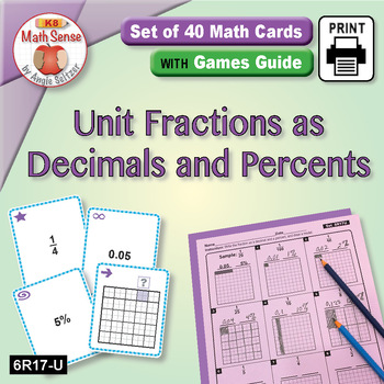 Preview of Unit Fractions as Decimals and Percents: Number Sense Card Games 6R17-U