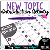 New Topic Introduction Activity (Word Splash)- Print & Digital
