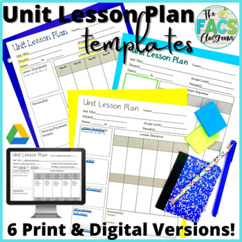 Preview of Lesson Plan Template Editable for Unit Lessons | Print or Google Slide