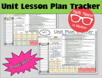 Preview of Unit Lesson Plan Tracker - Template Editable
