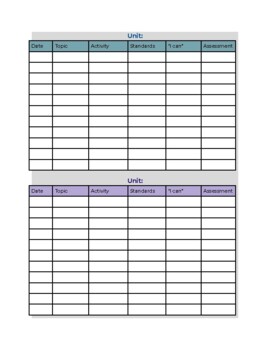 Unit&Lesson Planning Calendar by The Knowledge Knoll | TPT