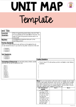 Preview of Unit Map Planning Template & Guide (Grades K-5) Editable