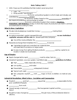Unit Note Taking Sheet - Modern Catholic Social Teaching and Dignity of ...