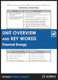 Unit Overview & Key Words - Thermal Energy Unit