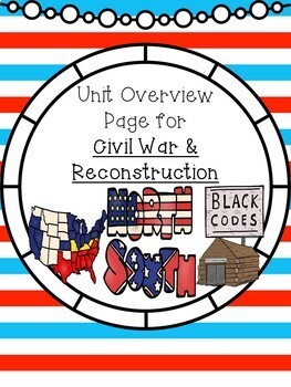 Preview of Unit Overview Page-Civil War and Reconstruction