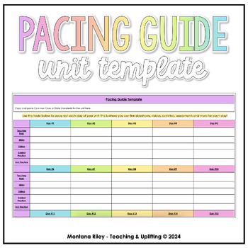 Preview of Unit Pacing Guide Template