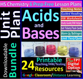Preview of Unit Plan: Acids, Bases, and Salts 6-Lesson Bundle ~Editable~ Distance Learning
