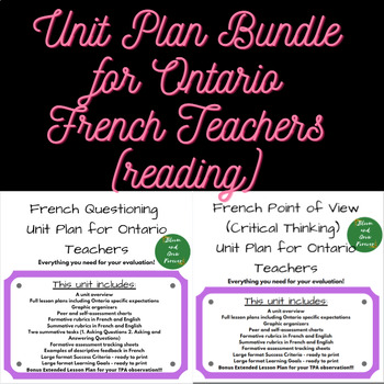 Preview of Unit Plan Bundle for Ontario French Teachers (reading)