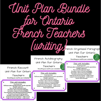 Preview of Unit Plan Bundle for Ontario French Teachers (writing)