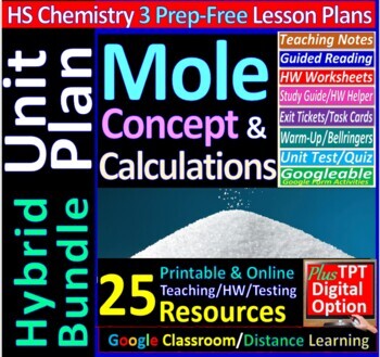 Preview of Unit Plan: Mole Concept & Calculations 3-Lesson Hybrid Bundle ~Distance Learning