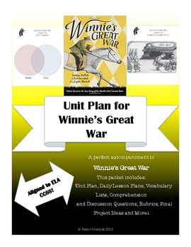 Preview of Unit Plan for Winnie's Great War by Lindsay Mattick & Josh Greenhut
