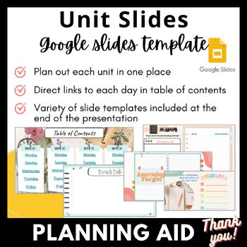 Preview of Unit Planning Template - Google Slides
