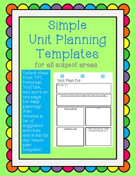 Preview of Unit Planning Templates (for all subject areas): simple and easy!