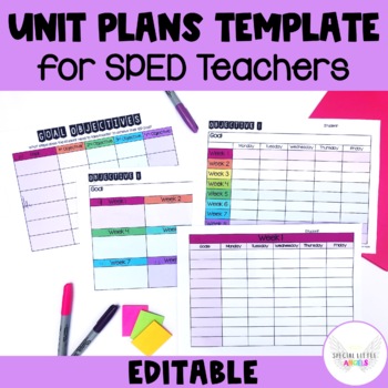 Preview of Unit Plans Template for Special Education Teachers