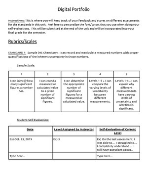 portfolio assessment rubric